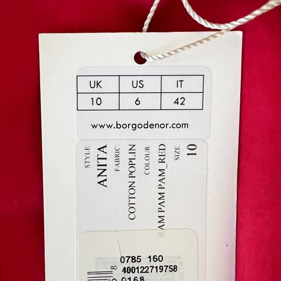 Borgo de Nor Anita Red & Pink Polka Dot Cotton Poplin Dress- Size US 6 - Picture 6 of 8